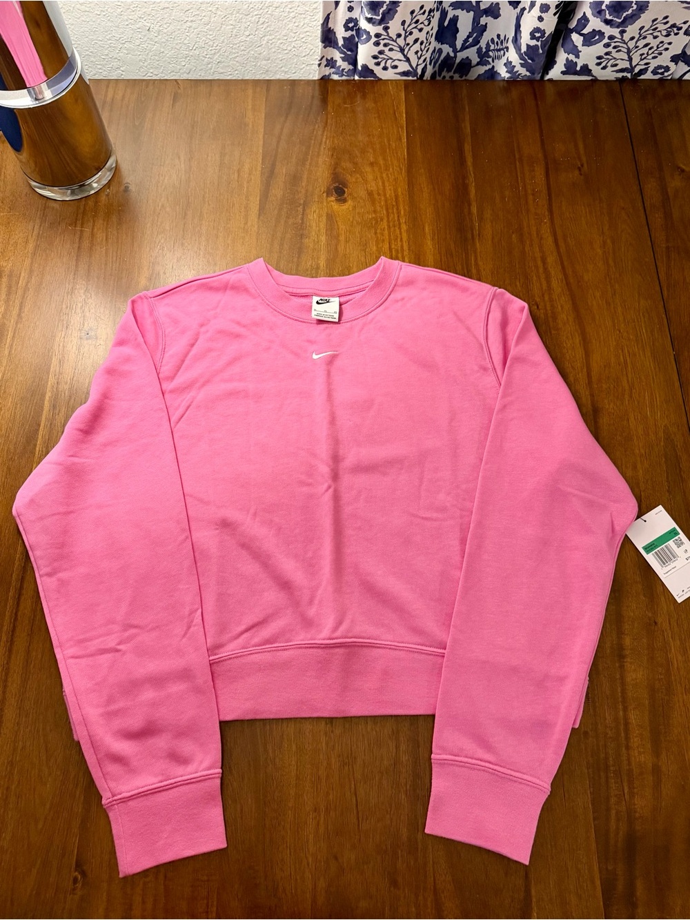 Nike Women's Pink Crew Sweatshirt with Embroidered Swoosh